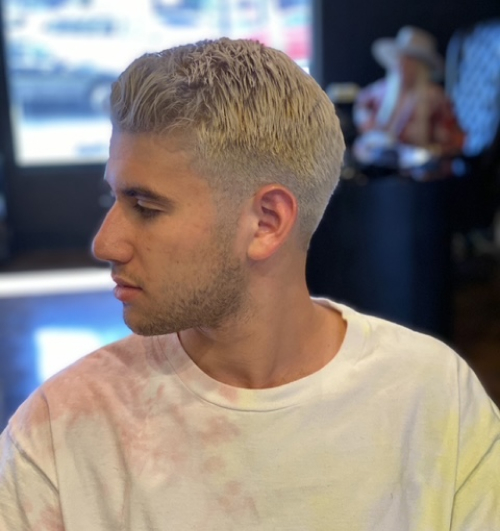 Blonde crop and skin fade by PRK Hair Salon