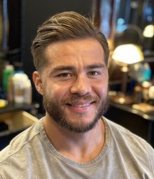Taper cut with blended beard by PRK Hair Salon